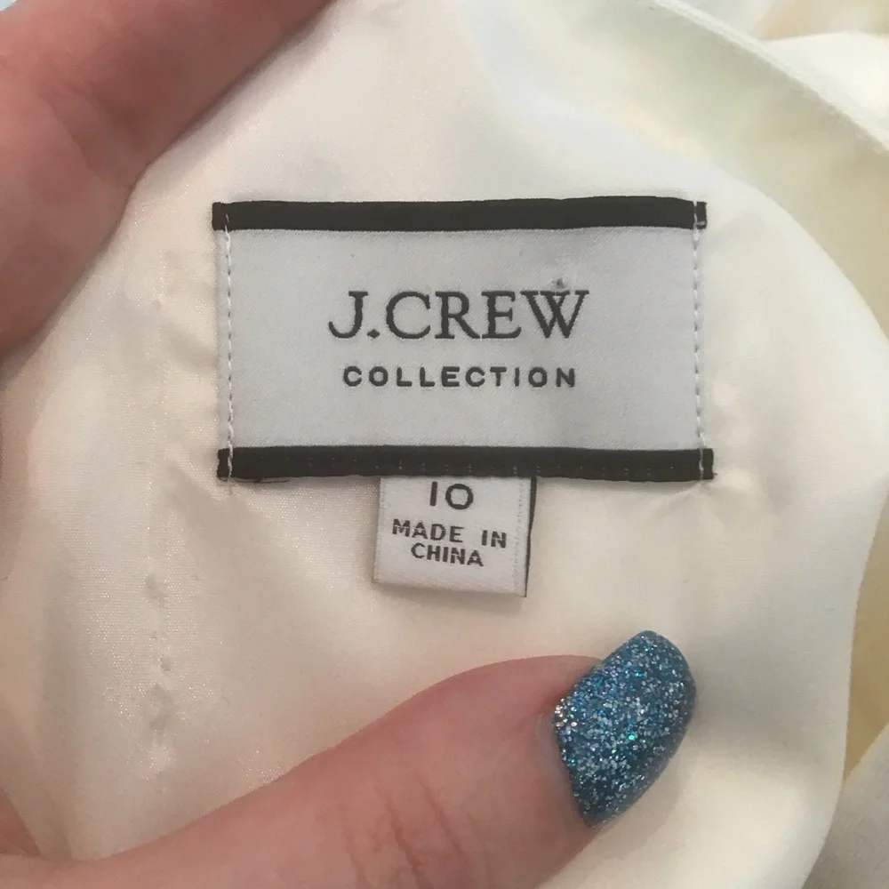 J Crew Collection Ivory Cream Cutout‎ Puff Sleeve Cotton Twill Midi Dress 10